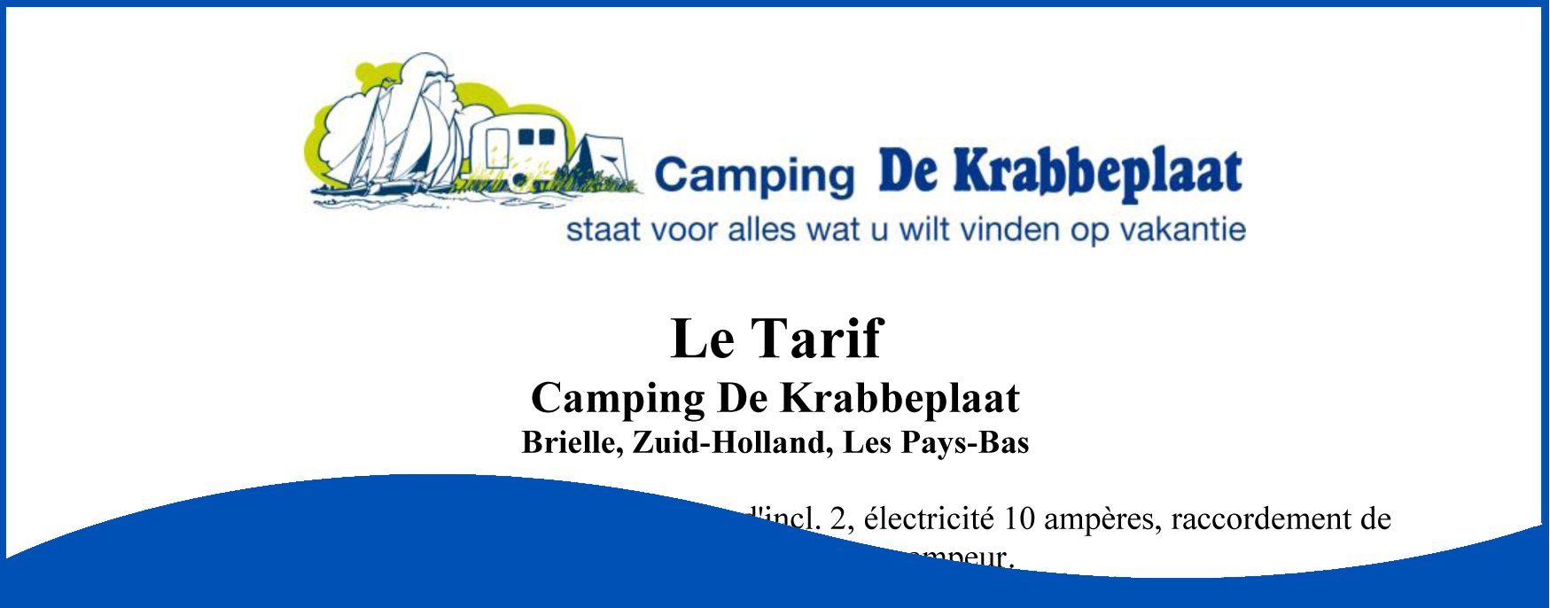 Les Tarifs Camping De Krabbeplaat